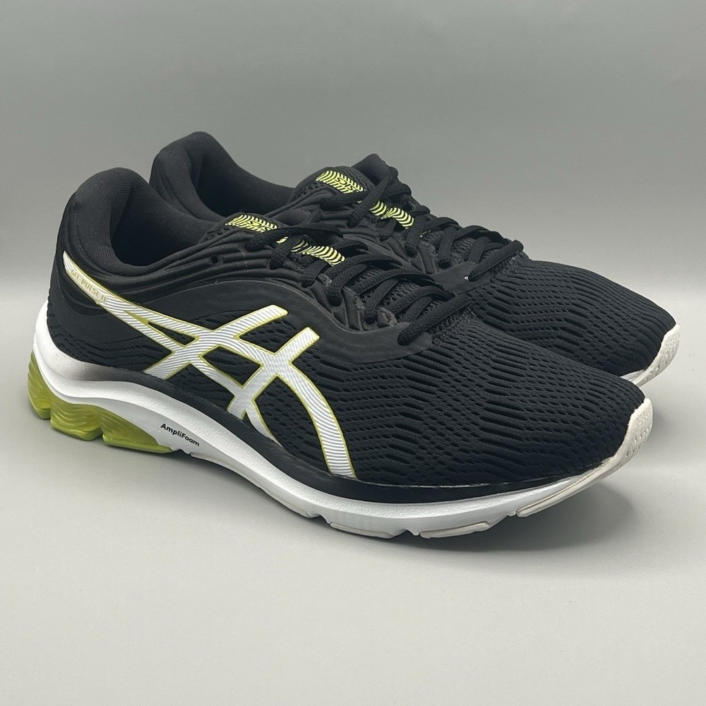 ASICS Gel Pulse 11 Black Lime Green Running Shoes - Men's Size 9.5 USED